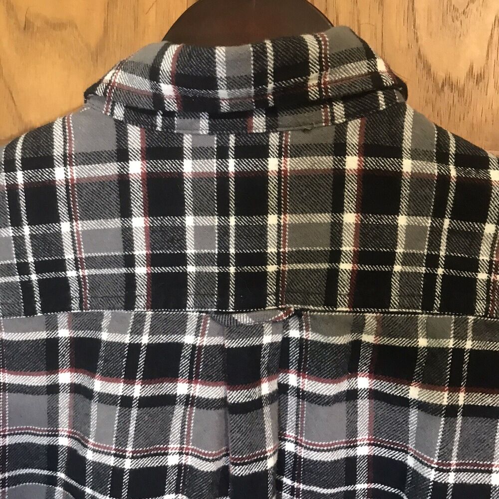 Jachs Brawny 9 oz. Flannel Shirt Men's XL Button Up Black White Plaid Shacket - Picture 8 of 11
